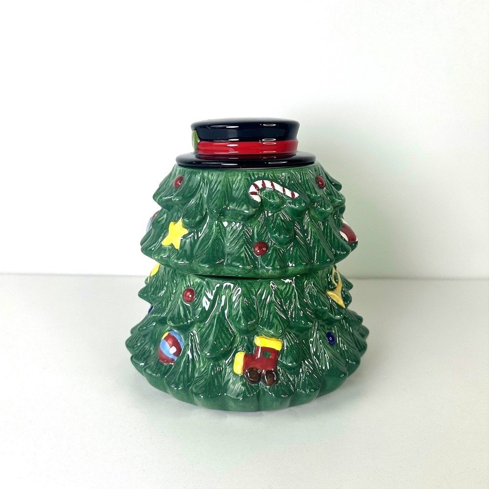 Christmas Tree Cookie Jar Candy Storage Green 3 Piece The Main Ingredients 7.5" - Picture 3 of 8